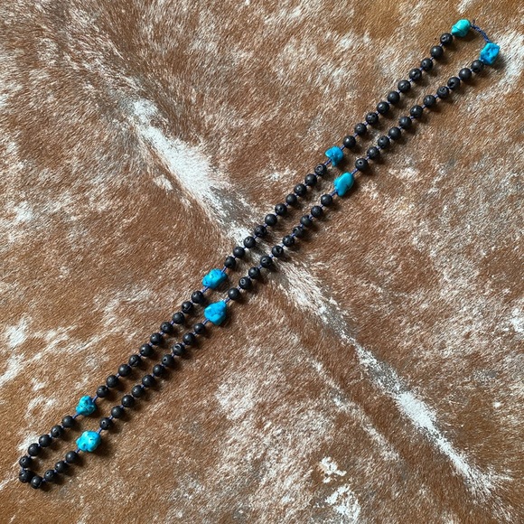 Lava and Turquoise beaded Necklace - Picture 6 of 8